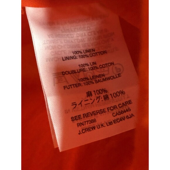 J Crew 100% Linen Faux Wrap Ruffle Skirt Womens 14 Tall Orange A-Line Layered - Picture 10 of 13